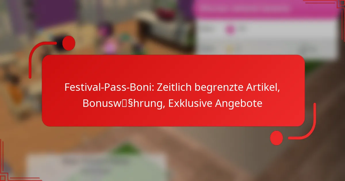 Festival-Pass-Boni: Zeitlich begrenzte Artikel, Bonuswährung, Exklusive Angebote