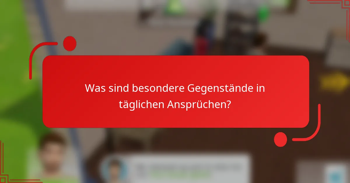 Was sind besondere Gegenstände in täglichen Ansprüchen?